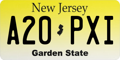NJ license plate A20PXI
