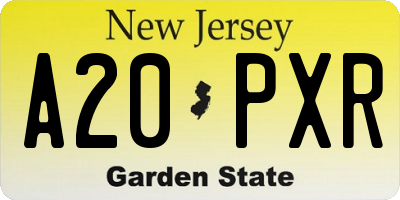 NJ license plate A20PXR