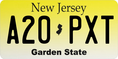 NJ license plate A20PXT