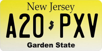NJ license plate A20PXV