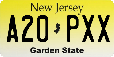 NJ license plate A20PXX