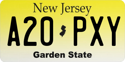 NJ license plate A20PXY
