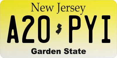NJ license plate A20PYI