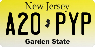NJ license plate A20PYP
