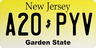 NJ license plate A20PYV