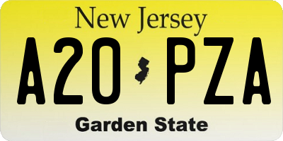 NJ license plate A20PZA