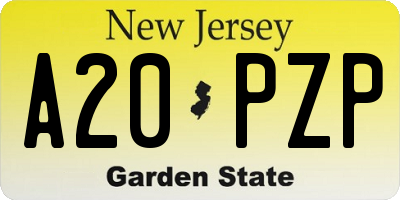 NJ license plate A20PZP