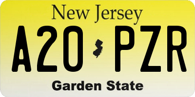 NJ license plate A20PZR