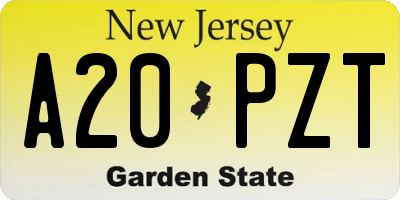 NJ license plate A20PZT