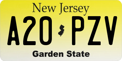 NJ license plate A20PZV