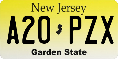 NJ license plate A20PZX