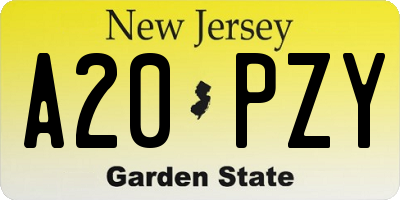 NJ license plate A20PZY