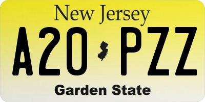 NJ license plate A20PZZ