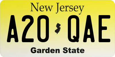 NJ license plate A20QAE