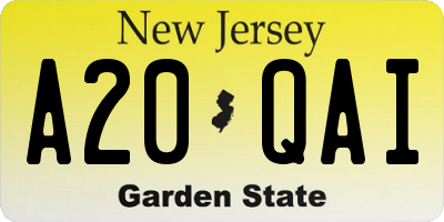 NJ license plate A20QAI