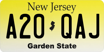 NJ license plate A20QAJ