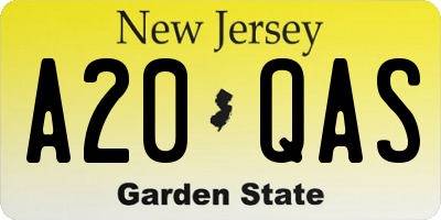 NJ license plate A20QAS