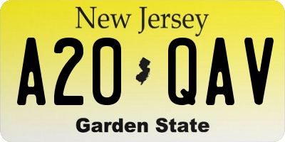 NJ license plate A20QAV