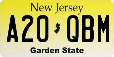 NJ license plate A20QBM