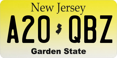 NJ license plate A20QBZ