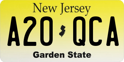 NJ license plate A20QCA