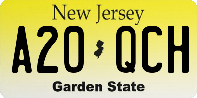 NJ license plate A20QCH