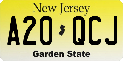 NJ license plate A20QCJ