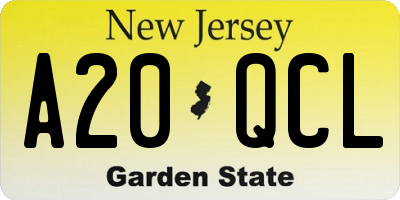 NJ license plate A20QCL