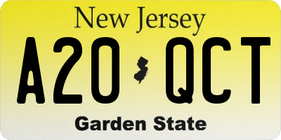NJ license plate A20QCT