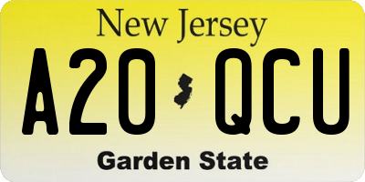NJ license plate A20QCU