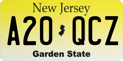 NJ license plate A20QCZ