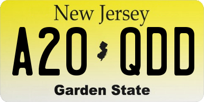 NJ license plate A20QDD