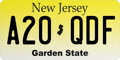 NJ license plate A20QDF