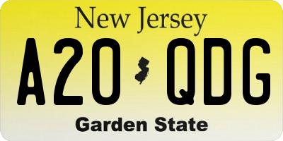 NJ license plate A20QDG