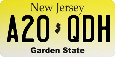 NJ license plate A20QDH