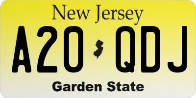 NJ license plate A20QDJ