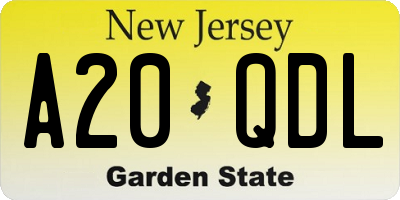 NJ license plate A20QDL