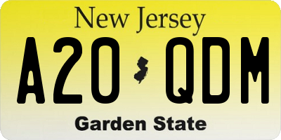 NJ license plate A20QDM