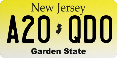 NJ license plate A20QDO