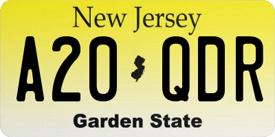 NJ license plate A20QDR
