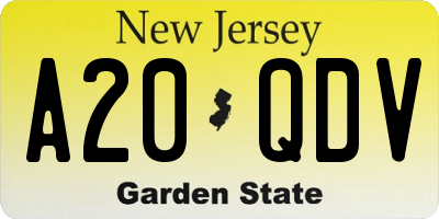 NJ license plate A20QDV
