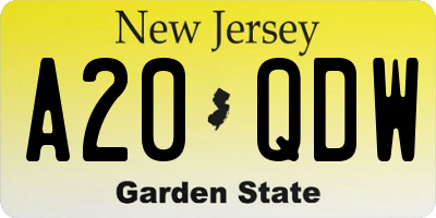 NJ license plate A20QDW
