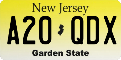 NJ license plate A20QDX