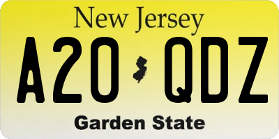 NJ license plate A20QDZ