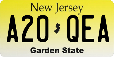NJ license plate A20QEA