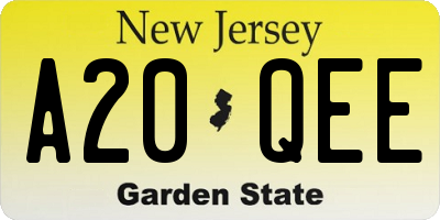 NJ license plate A20QEE