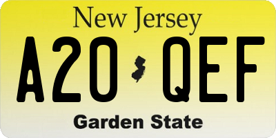 NJ license plate A20QEF