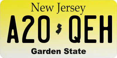 NJ license plate A20QEH