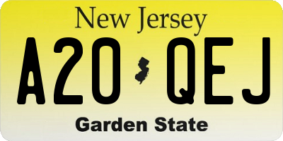 NJ license plate A20QEJ
