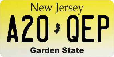 NJ license plate A20QEP